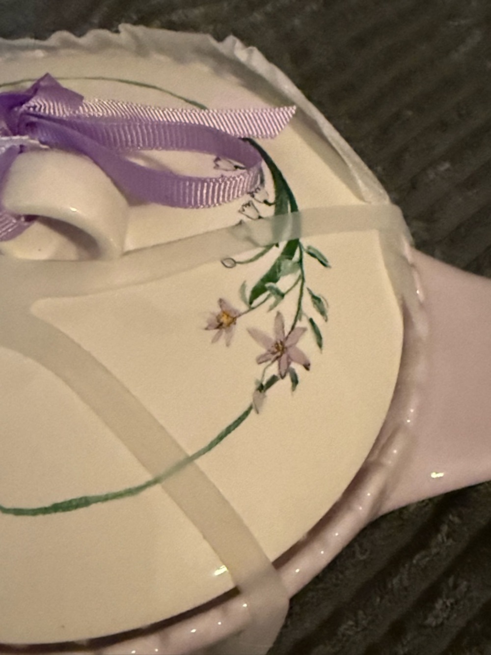 Rae Dunn Ceramic Covered Dish - Lilac & White- "Made With Love" - Picture 5 of 10